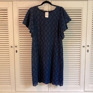 New J Crew factory navy eyelet dress, size 12